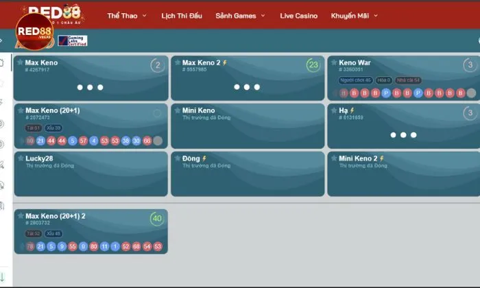 Một số loại hình vé số keno tại Red88 cần biết 